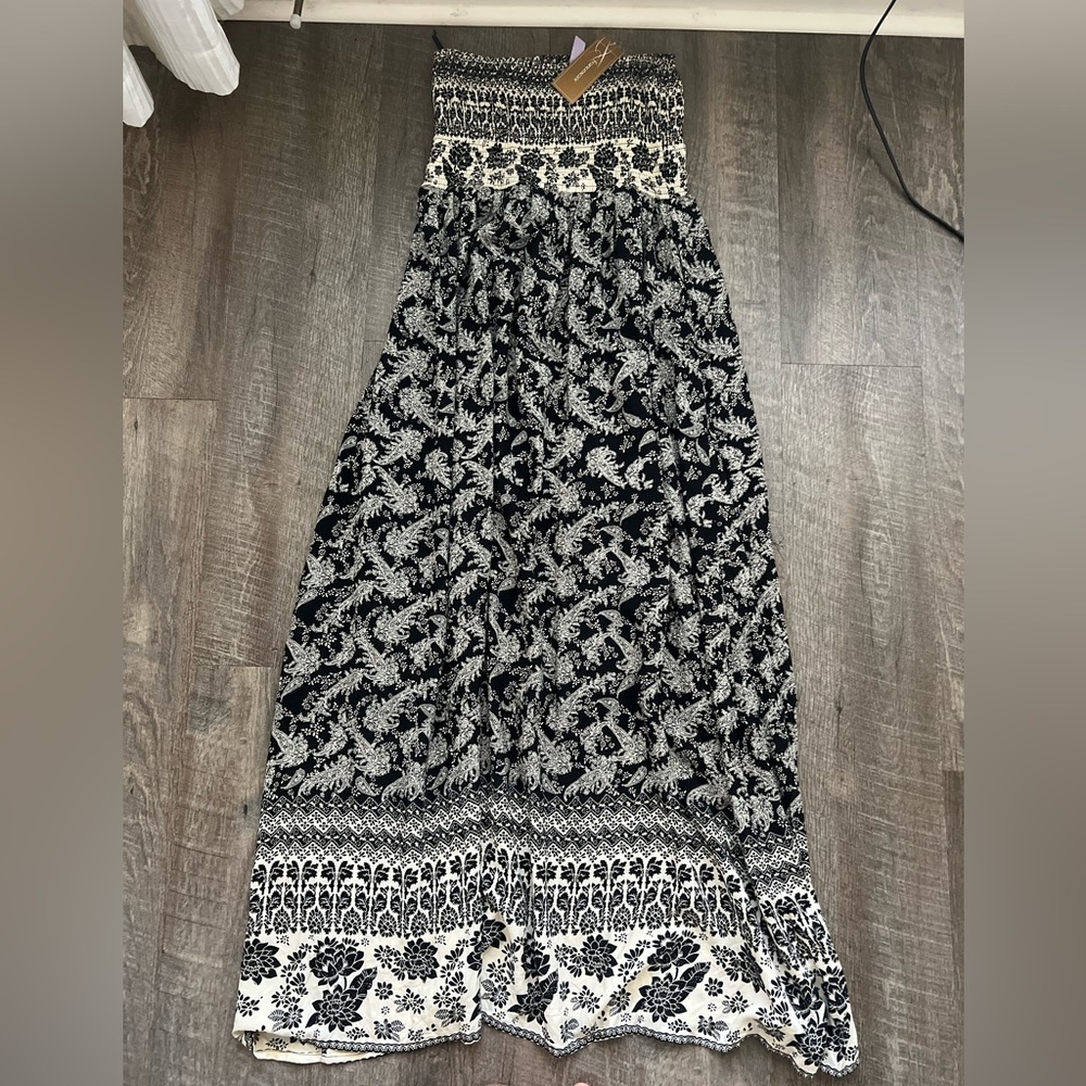 Black and off white maxi dress